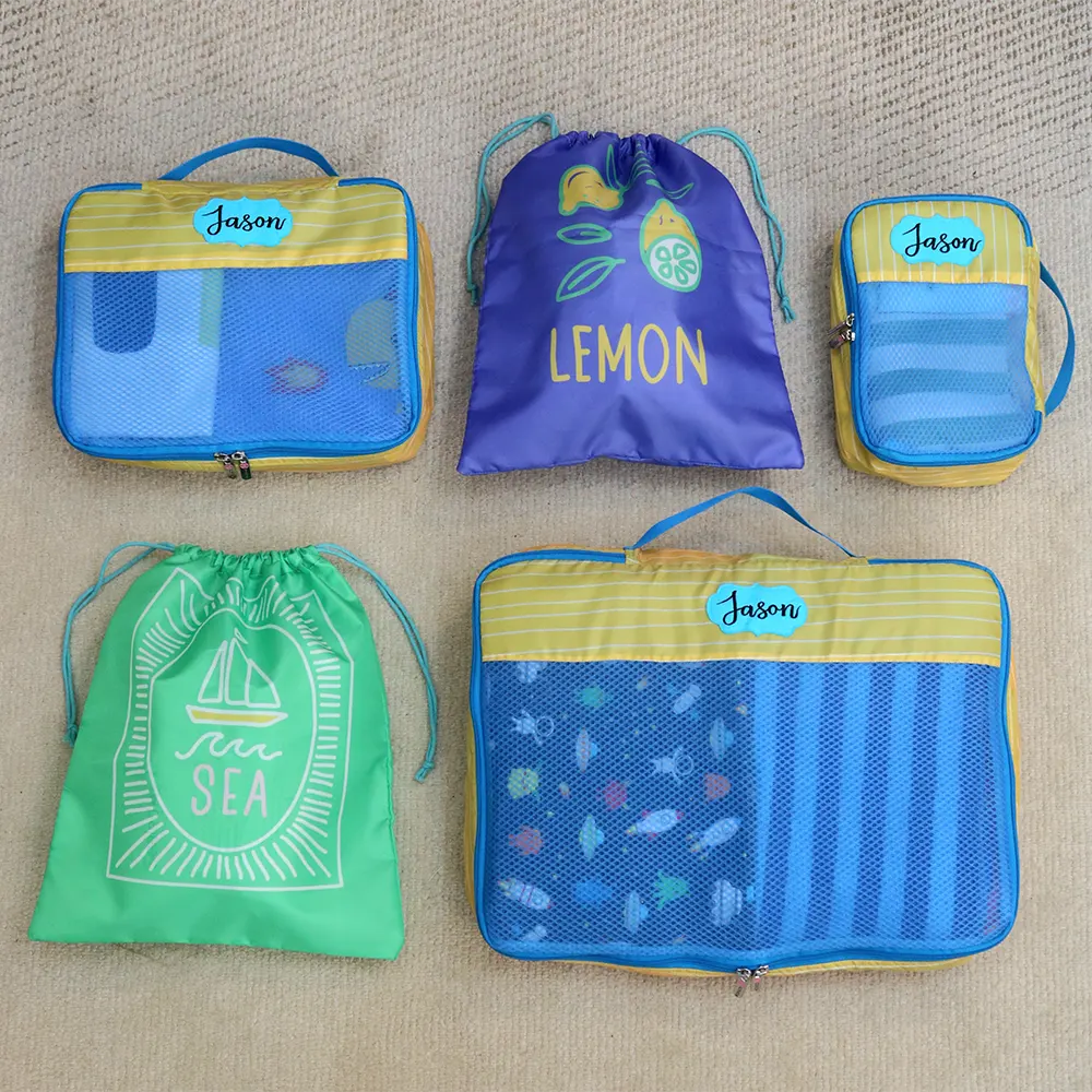 Positano Blue 5 Piece Packing Cube Set