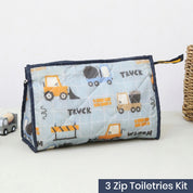 3-Zip Toiletries Kit - Blue Truck