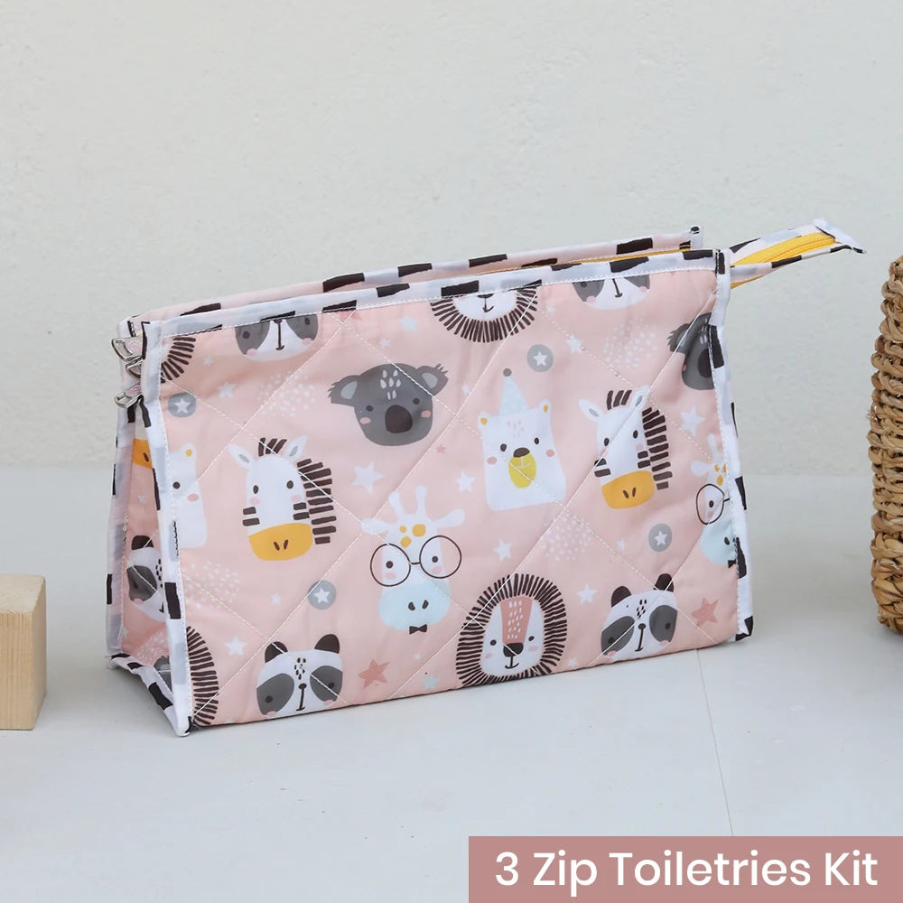 3-Zip Toiletries Kit - Pink Lion