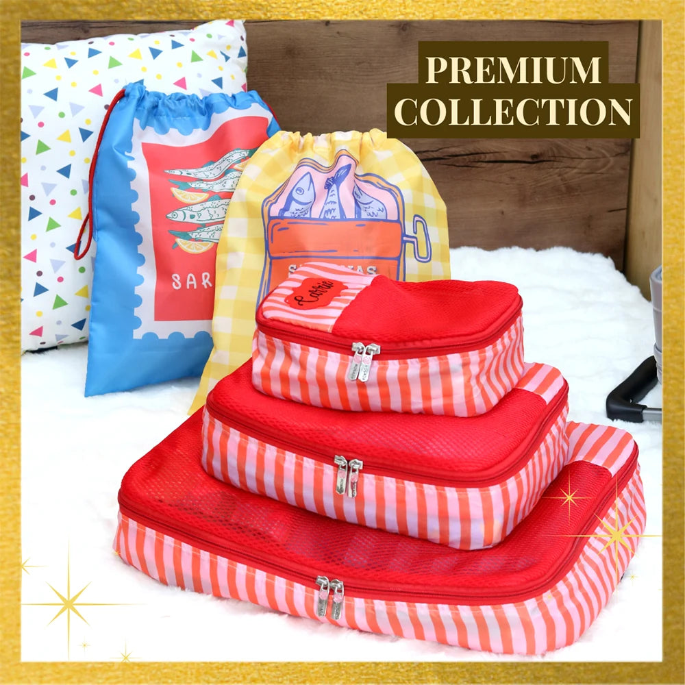 Sardinia Red 5 Piece Packing Cube Set