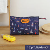 3-Zip Toiletries Kit - Lighthouse