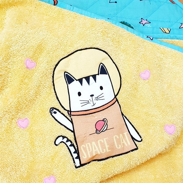 Space Cat Patch Hood Towel - Back View