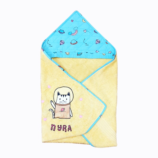 Space Cat Patch Hood Towel - Front View