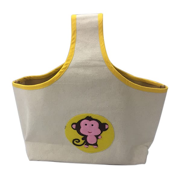 Monkey Yellow Circle Canvas Sundries Bag - Front View