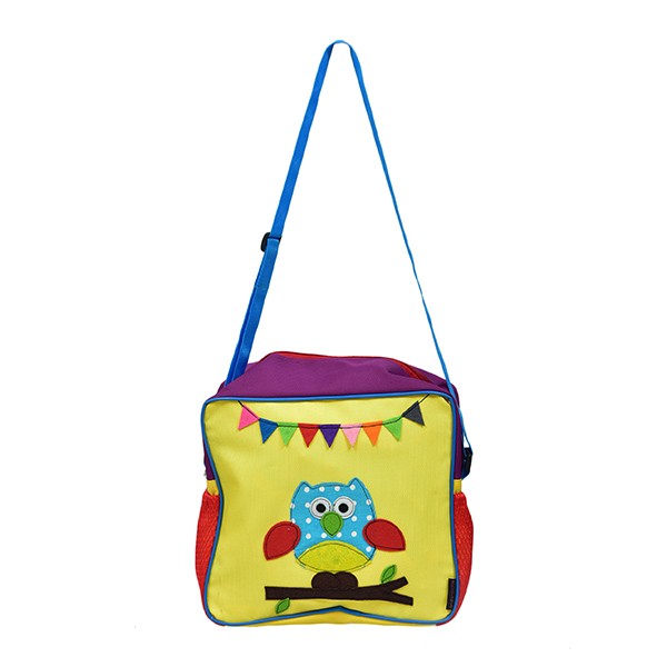 Owl Yellow Square Zipper Bag - Front View