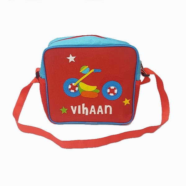 Bike Red Square Zipper Bag - Front View