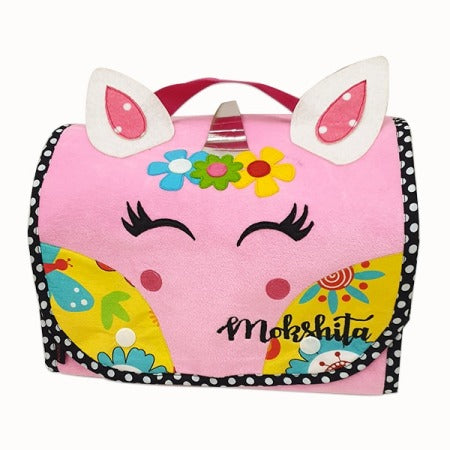 Unicorn Light Pink Pouch Set Tote Bag - Front View