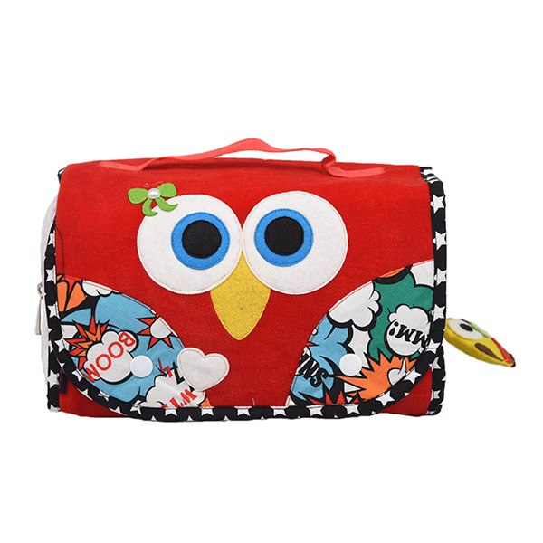 Owl Red Pink Pouch Set Tote Bag - Front View