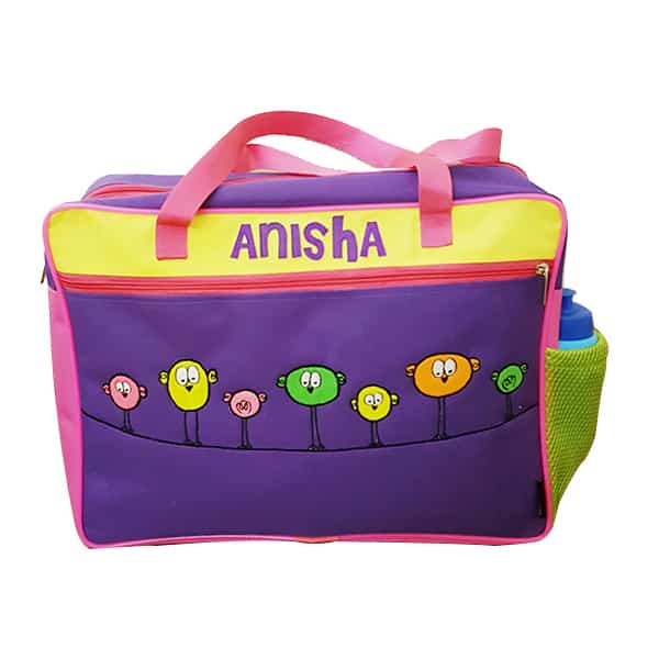 Birds Line Purple Yellow All Day Bag - Front View