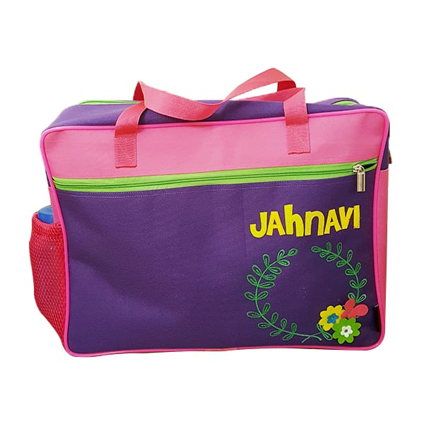 Floral Frame Purple Pink All Day Bag - Front View