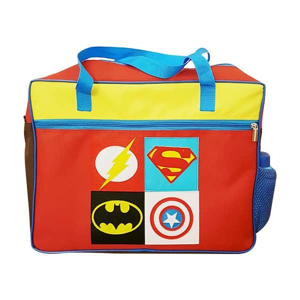 Four Superheroes Red Yellow All Day Bag - Front View