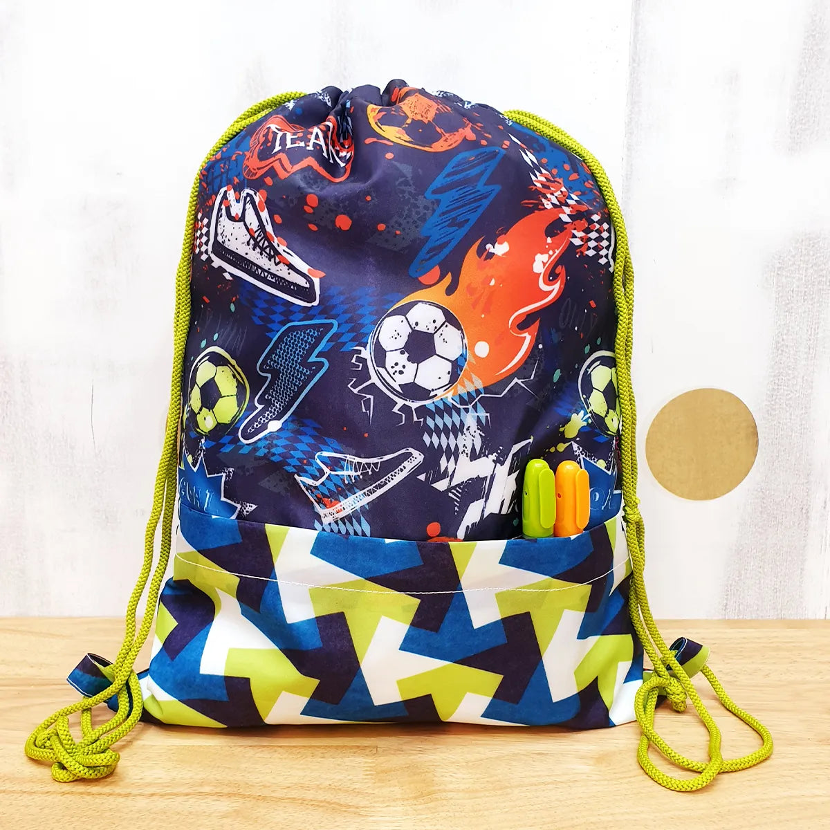 Soccer Drawstring Bag - Front View