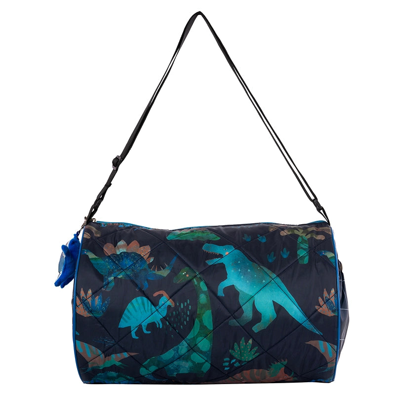 Blue Dino Duffle Bag - Front View