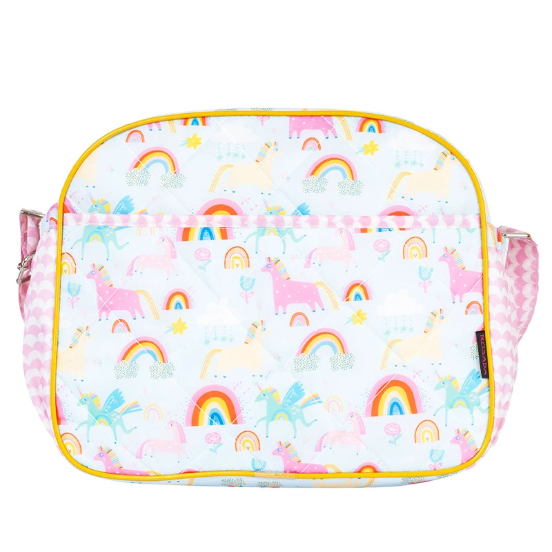 Blue Unicorn Baby Diaper Bag - Back View