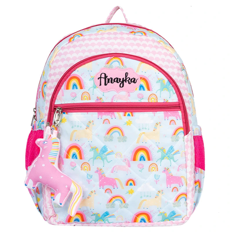 Blue Unicorn School Bag - Front View