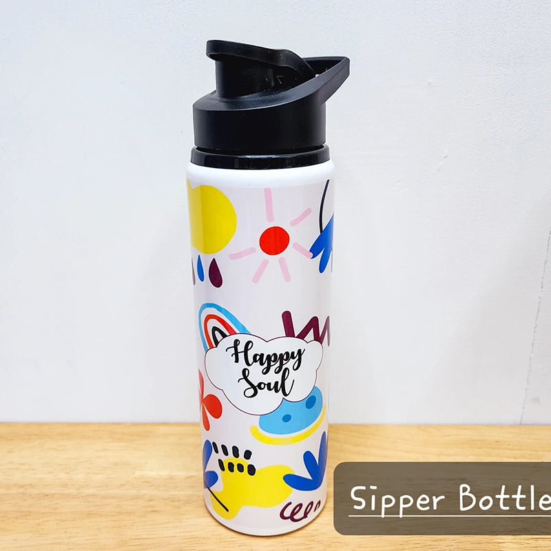 Abstract Box Backpack - Sipper Bottle