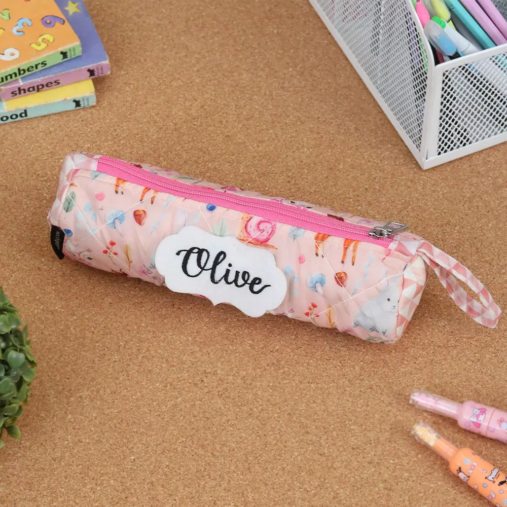 Round Pencil Pouch - Forest Deer