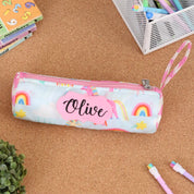 Round Pencil Pouch - Blue Unicorn