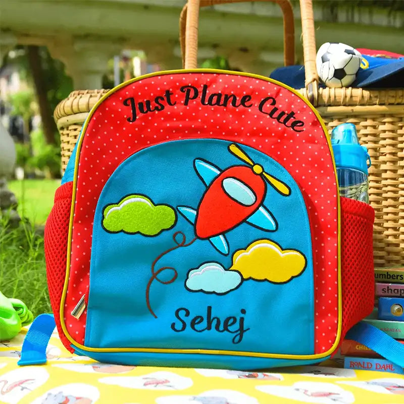 Plane Cute Backpack - Close-up of Plane Cute Logo on Backpack