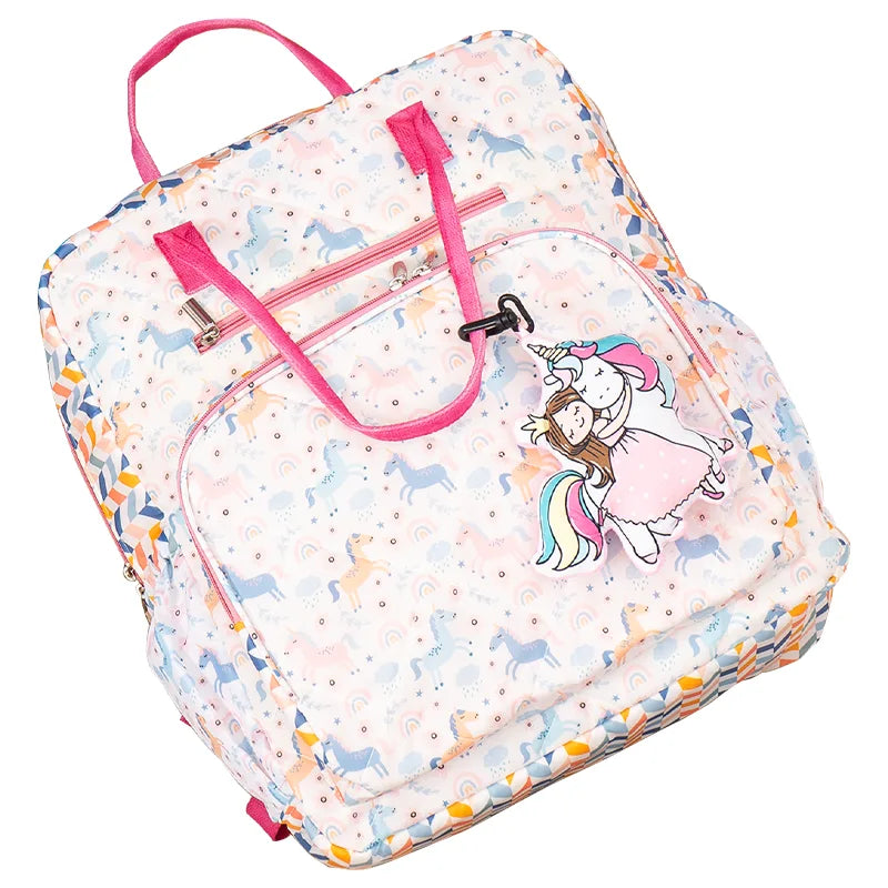 Unicorn Diaper Backpack - Close-up of Unicorn Logo on Baby Diaper Backpack