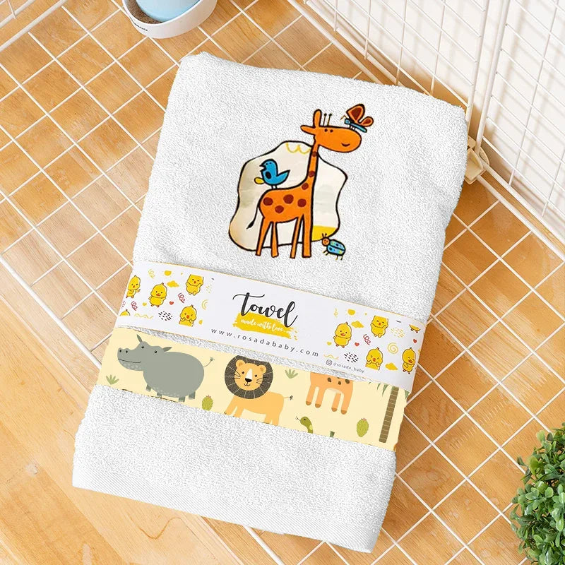 Giraffe Towel - Close-up of Giraffe Logo on Towel