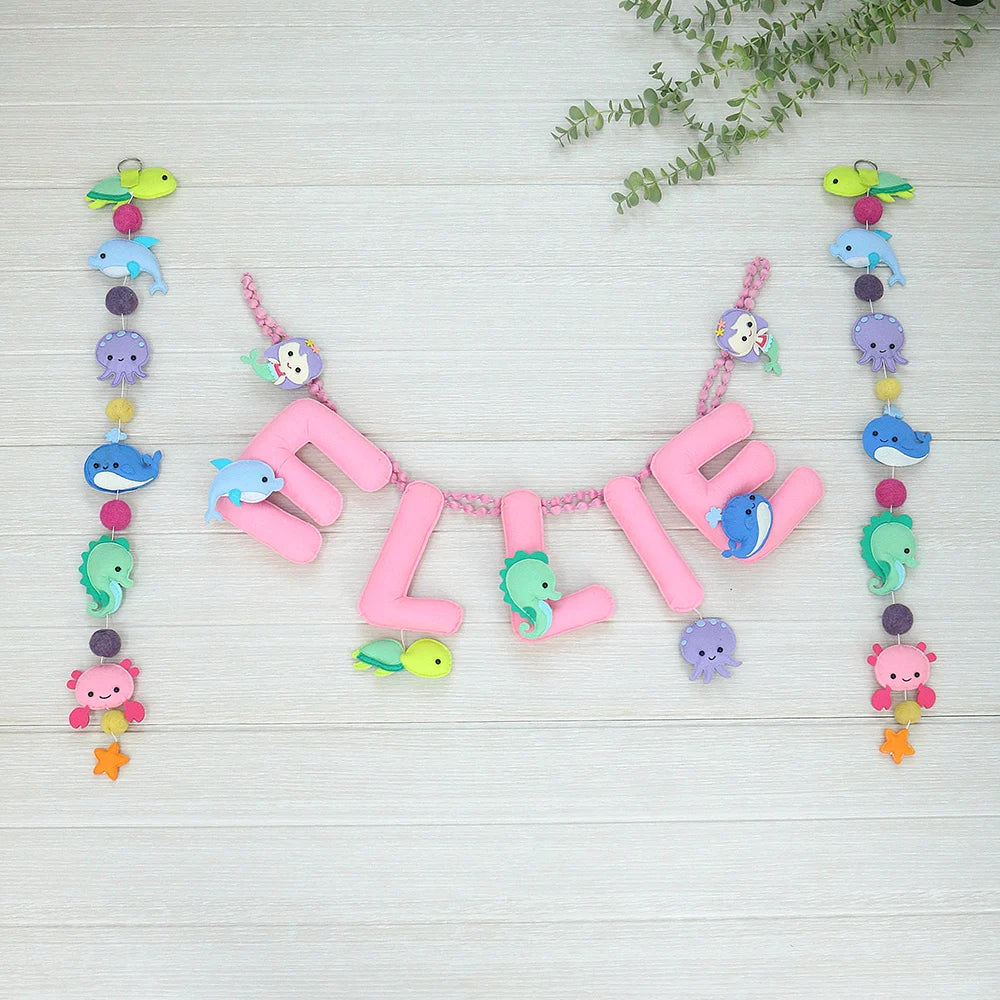 Underwater Pink Name Bunting