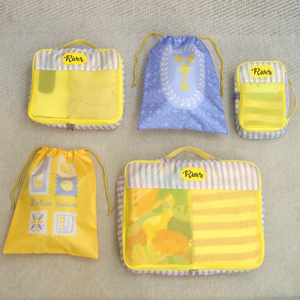 Amalfi Yellow 5 Piece Packing Cube Set