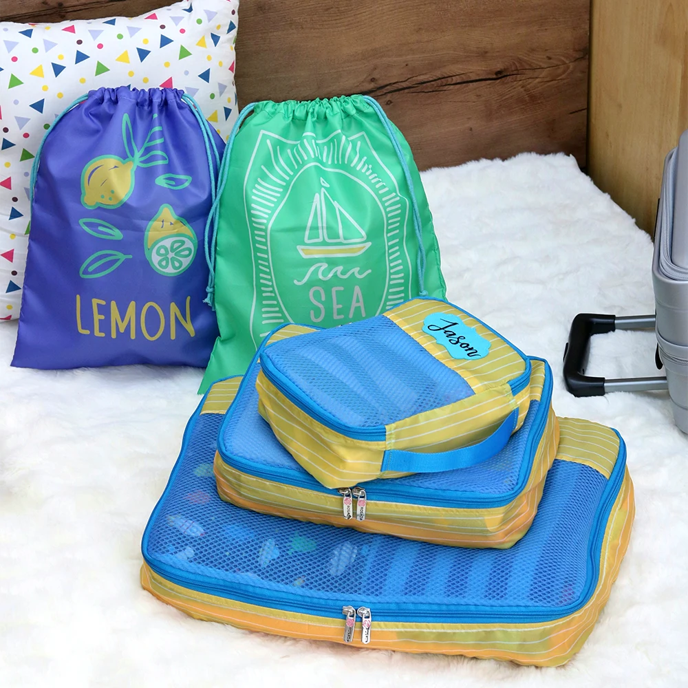 Santorini Blue 5 Piece Packing Cube Set