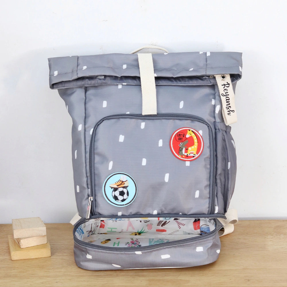 Grey Roll Top Backpack