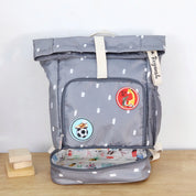 Grey Roll Top Backpack