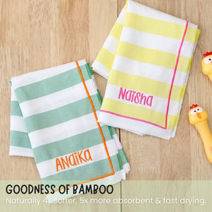 Yellow Green Set of 2 Bamboo Hand Towel