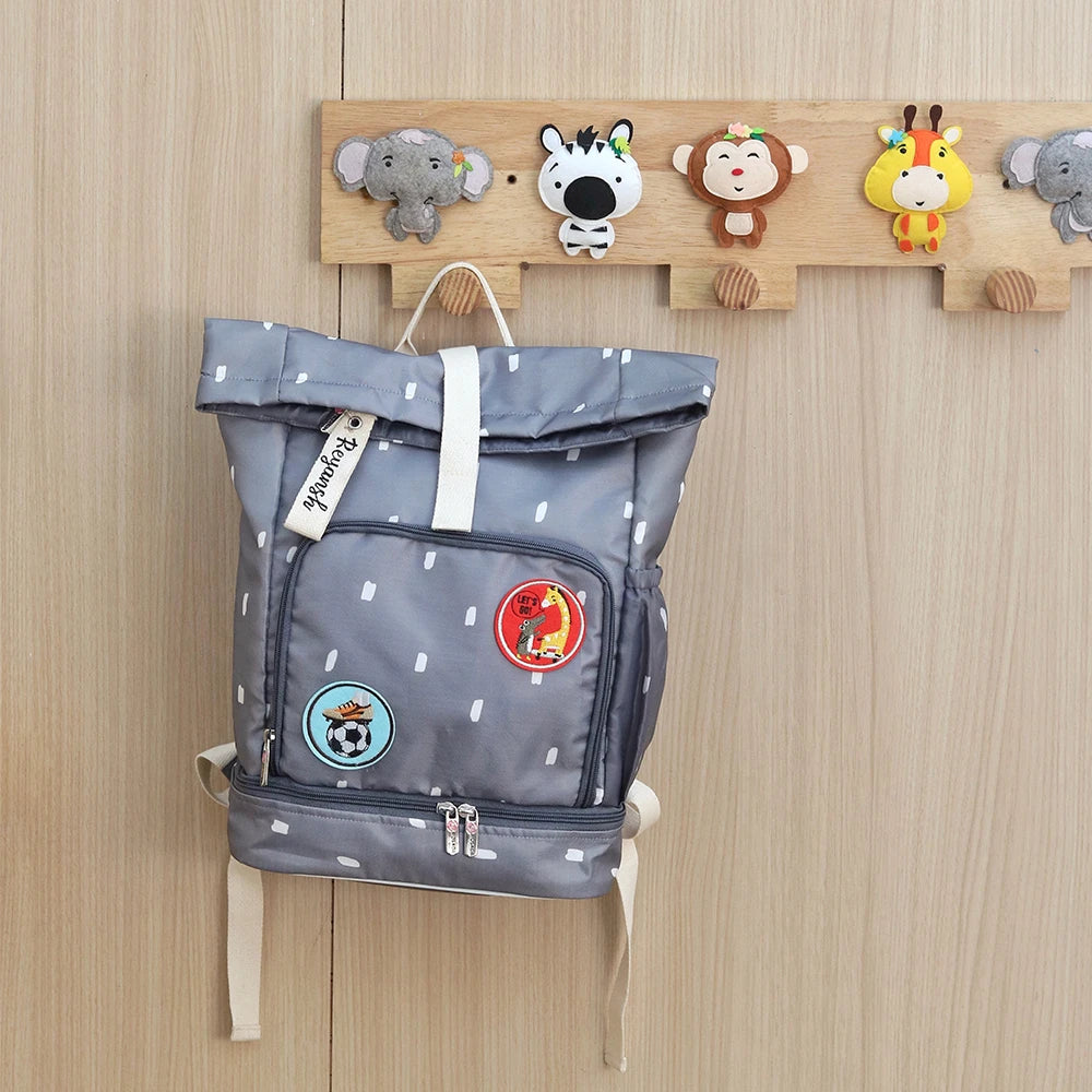 Grey Roll Top Backpack