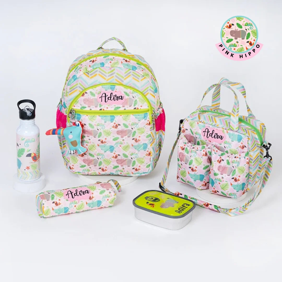 Pink Hippo School Bag