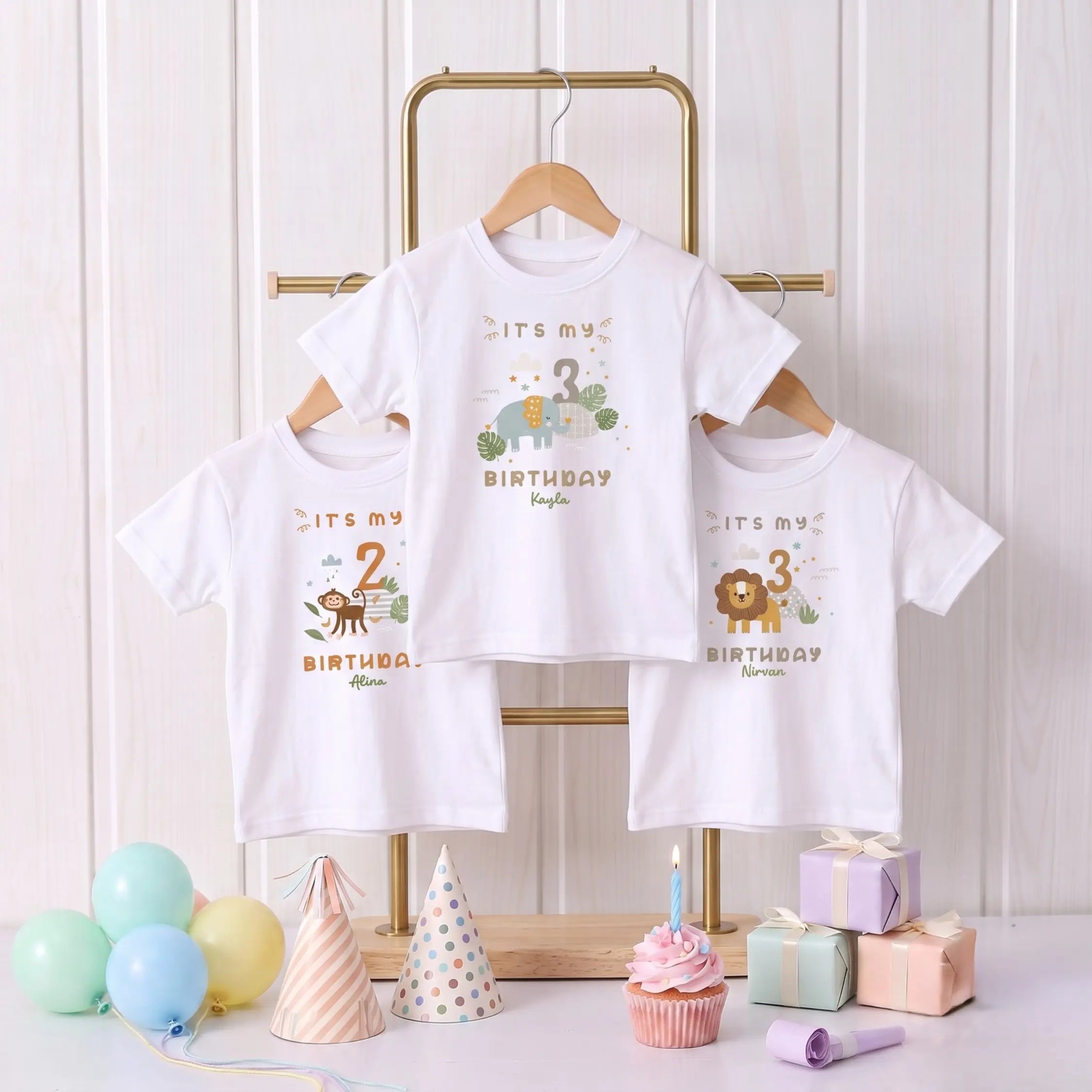 Personalized Safari Birthday White T-shirt