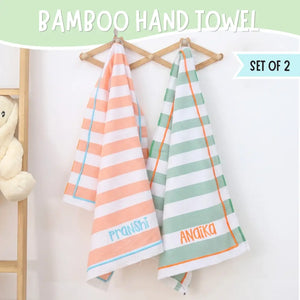 Orange Green Set of 2 Bamboo Hand Towel