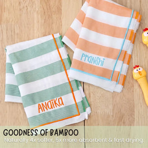 Orange Green Set of 2 Bamboo Hand Towel
