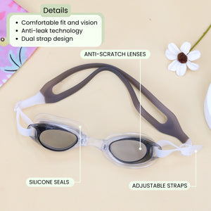 Black Orange Swimming Cap and Goggles