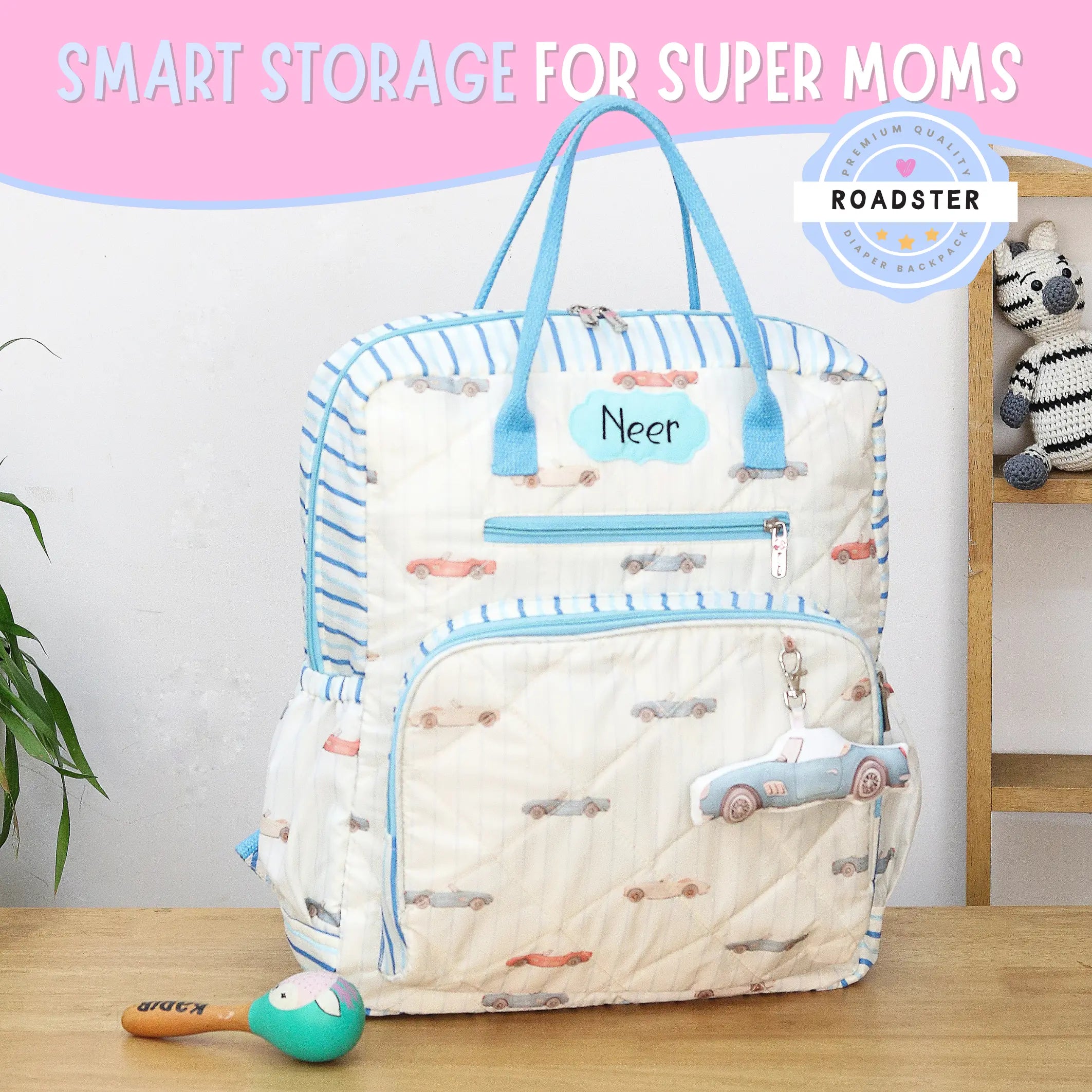 Roadster Print Diaper Backpack