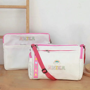 White Pink Sports Duffle Bag