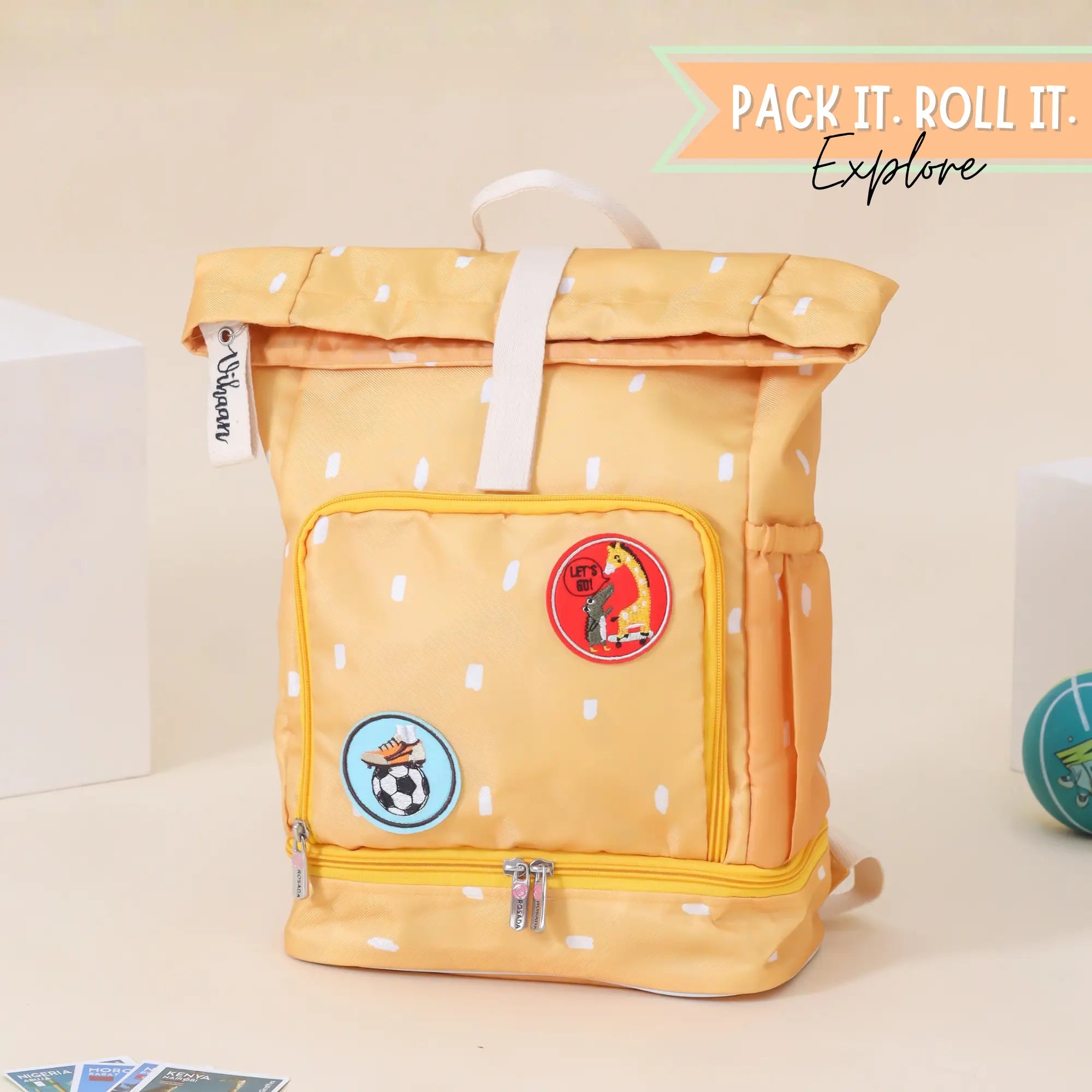 Yellow Roll Top Backpack