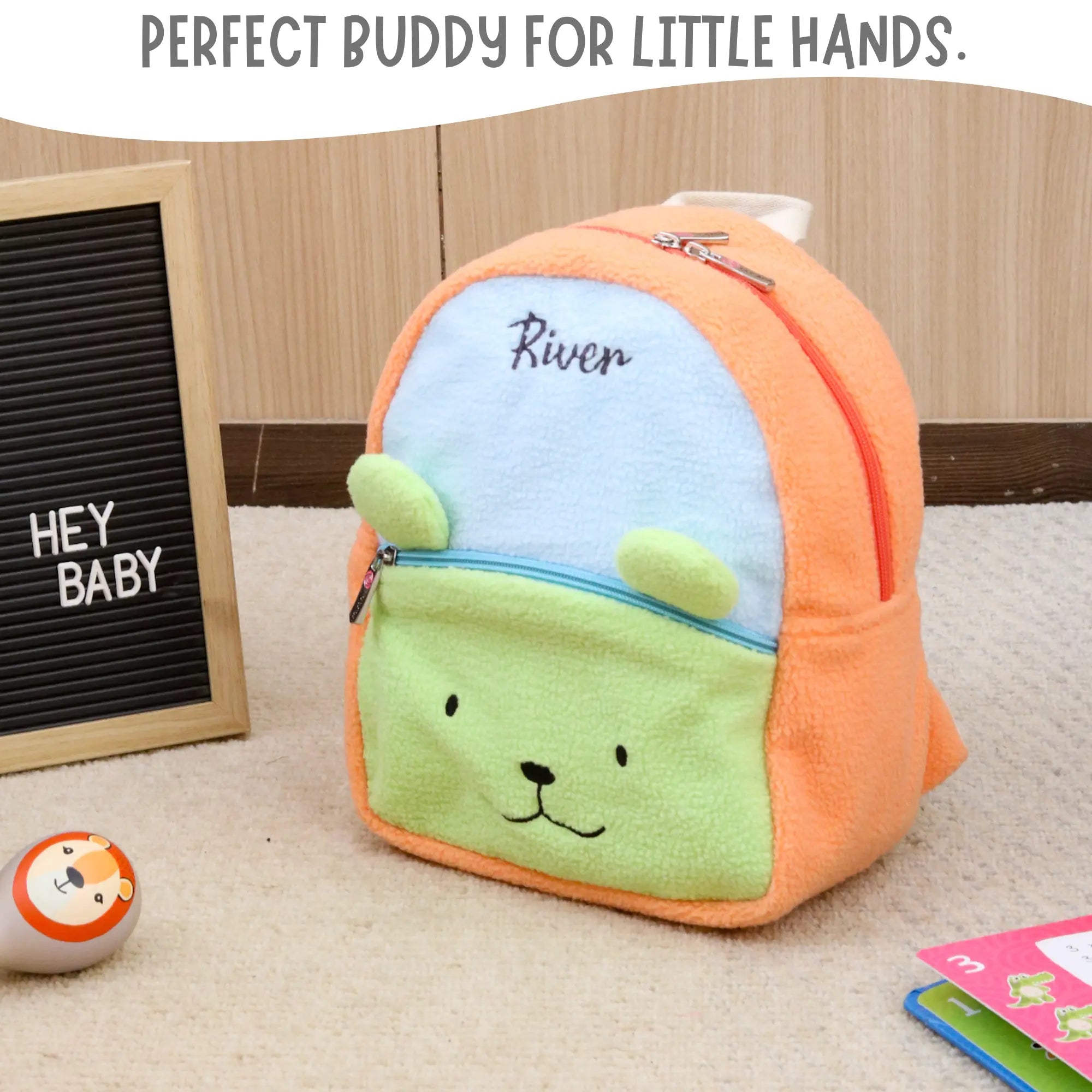 Minty Blue Plush Baby Backpack