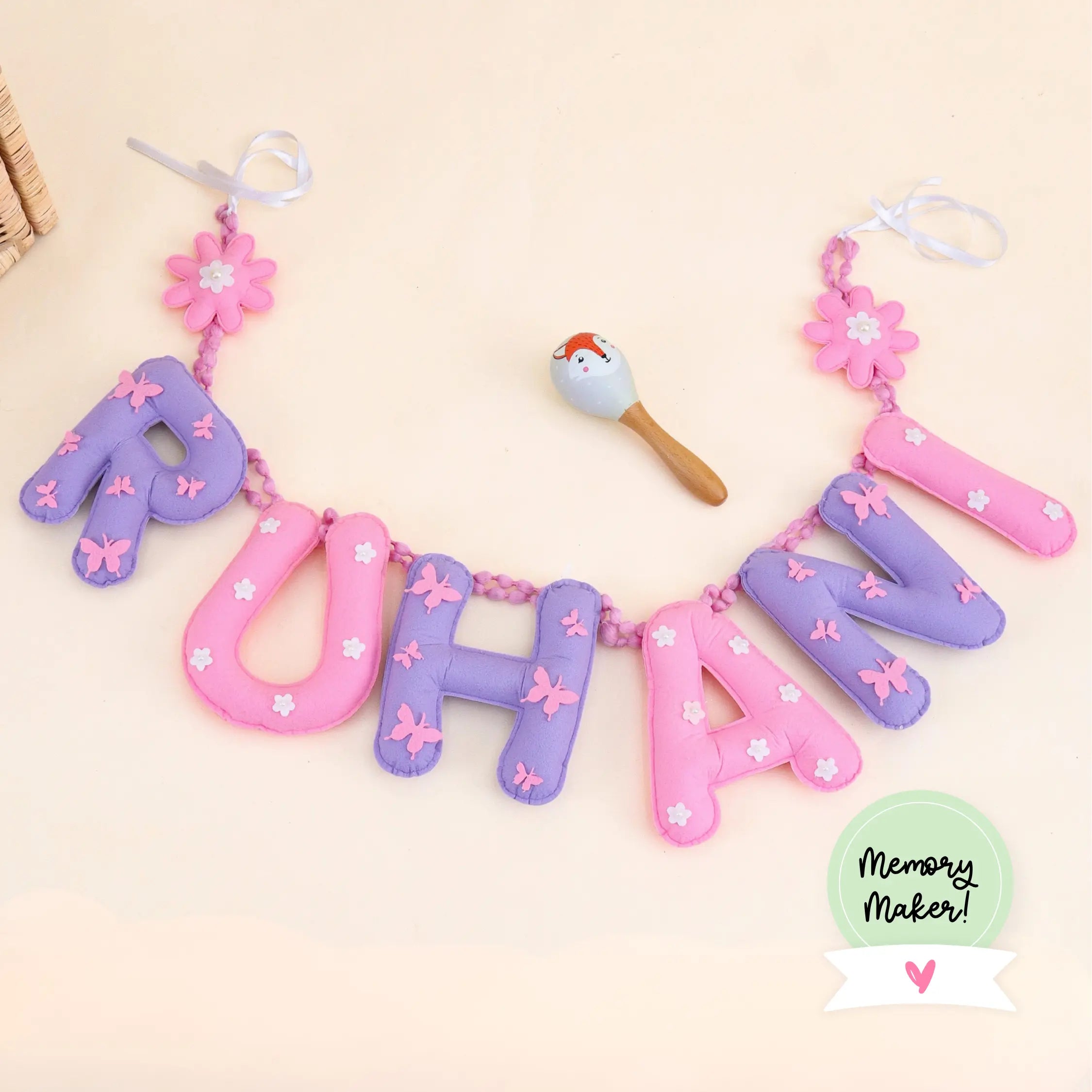 Butterfly Bloom Pink Purple Name Bunting