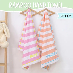 Pink Orange Set of 2 Bamboo Hand Towel