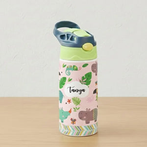 Insulated Steel Sipper Bottle (350ml) - Pink Hippo