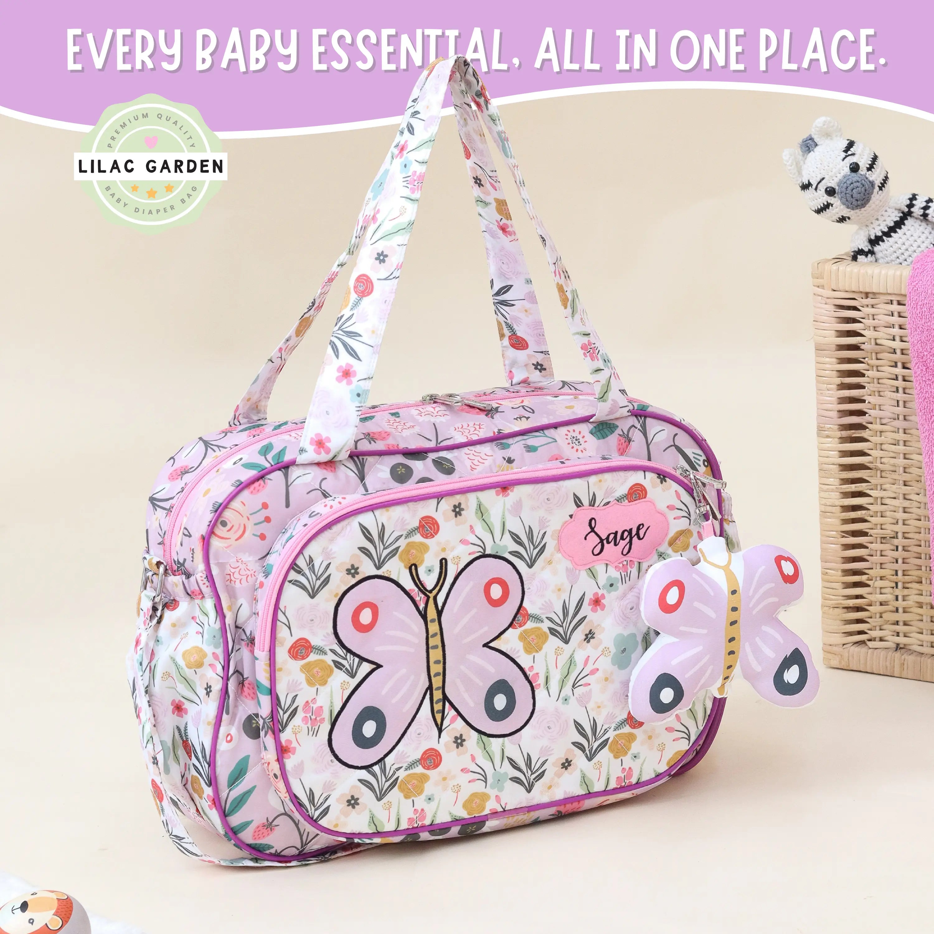 Lilac Garden Baby Diaper Bag