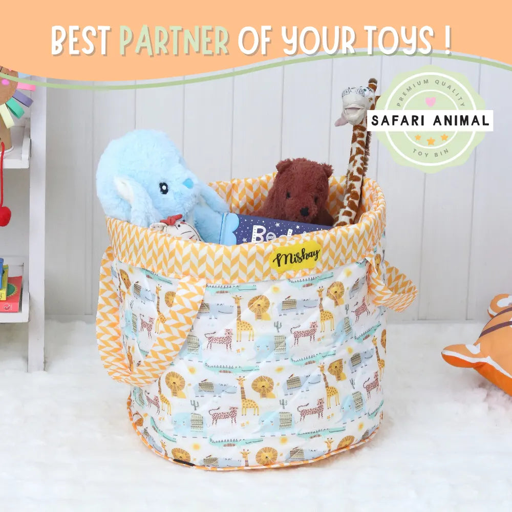 Safari Animal Quilted Toy Basket