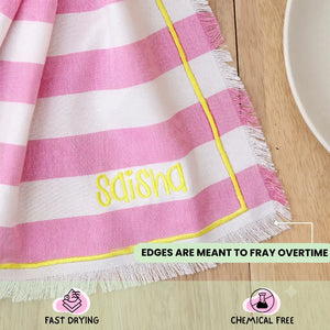 Pink Orange Set of 2 Bamboo Hand Towel