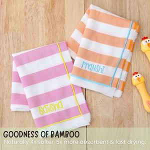 Pink Orange Set of 2 Bamboo Hand Towel