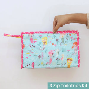 3-Zip Toiletries Kit - Mermaid