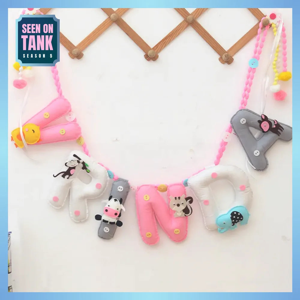 Animals Pink Name Bunting